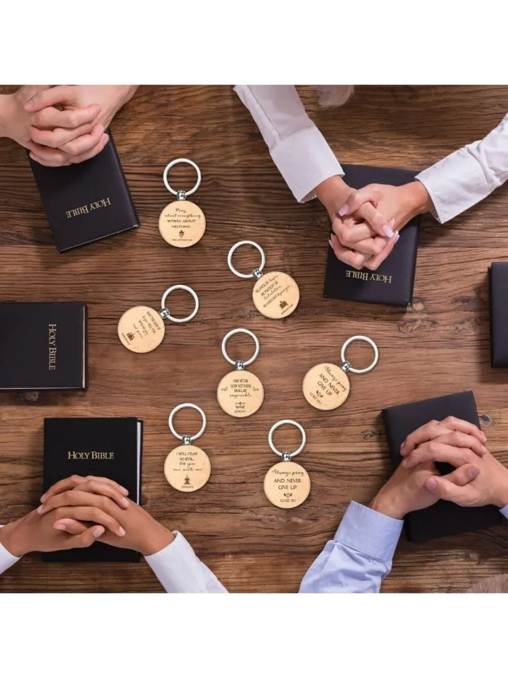 50 Inspirational Bible Verse Keychains - Religious Wooden Gifts for Men